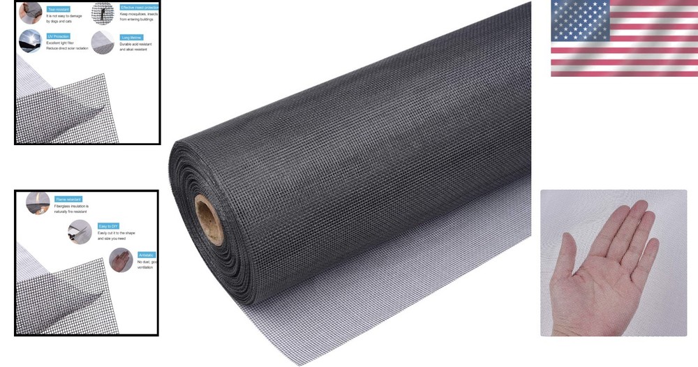 High Visibility Fiberglass Mesh Screen Roll - Perfect for Window & Door Projects
