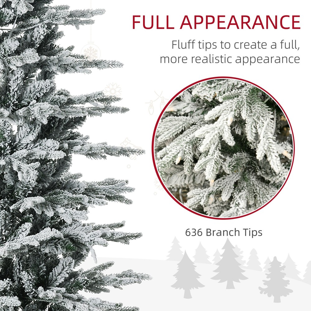 6' Flocked Artificial Christmas Tree with Warm Yellow Clear Light