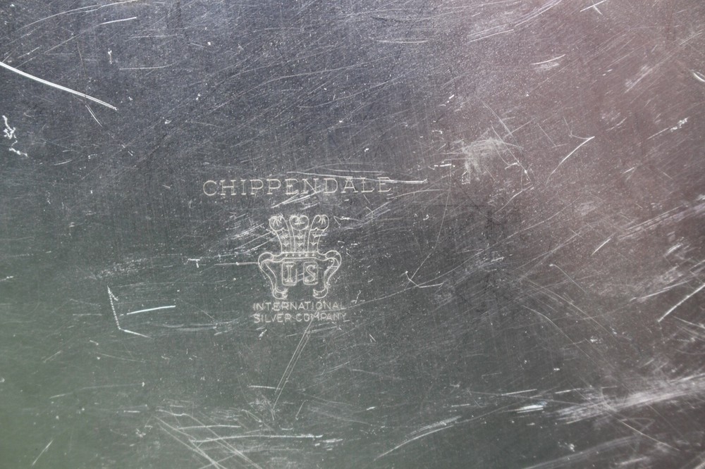 VINTAGE CHIPPENDALE INTERNATIONAL SILVER COMPANY 10" x 2" SILVER CANDY DISH