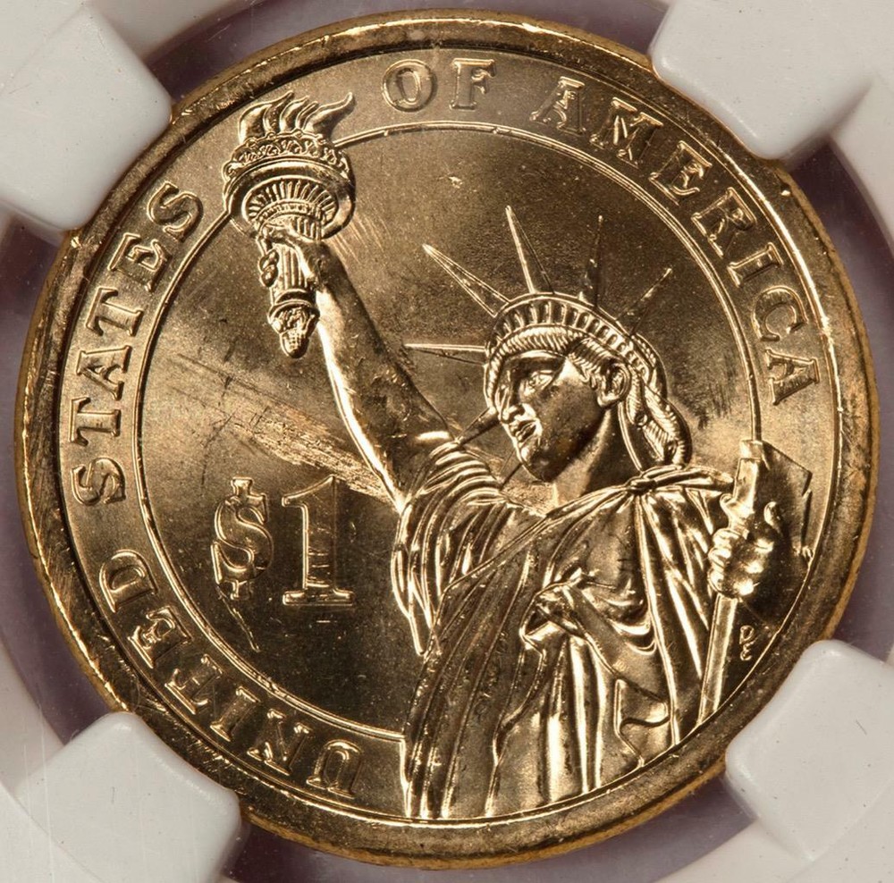 2007 NGC MS65 Struck Thru James Madison Dollar Mint Error Study Piece?