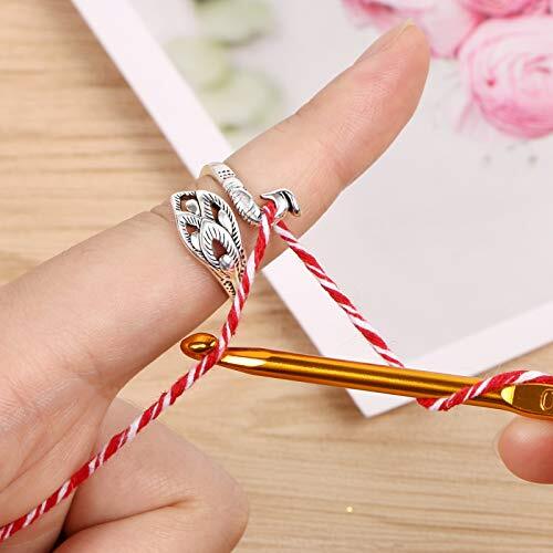2 Pack Adjustable Knitting Loop Crochet Loops Yarn Guide Finger Holder Ring