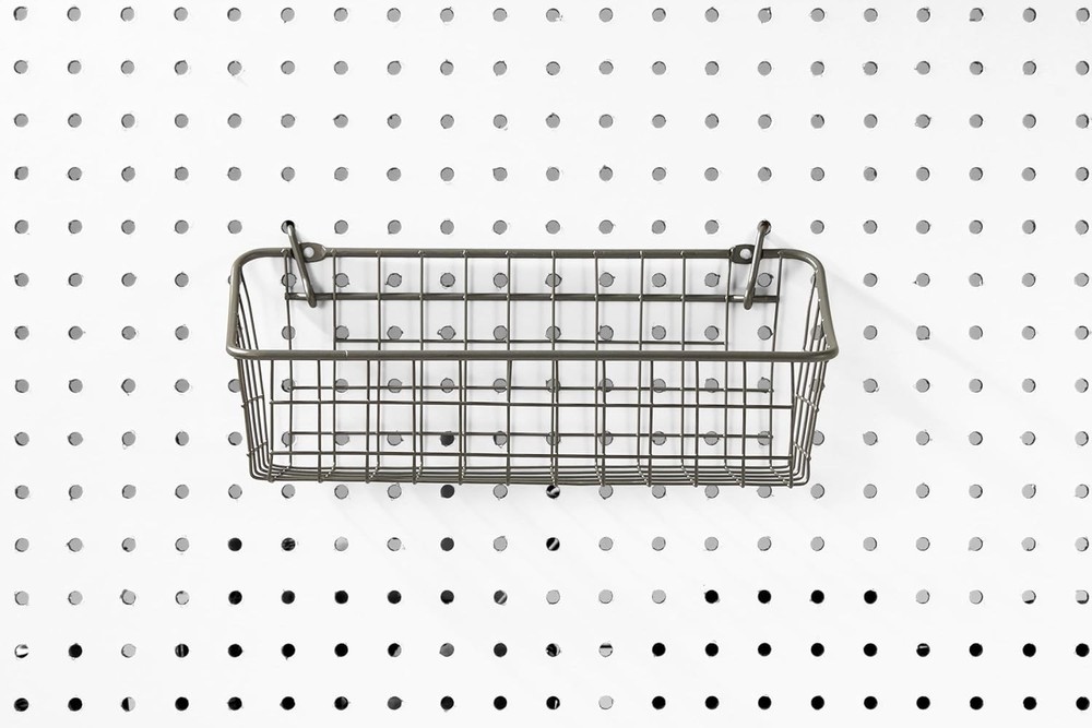 Pegboard & Wall Mount Wire Basket Small Industrial Gray Storage & Organizer