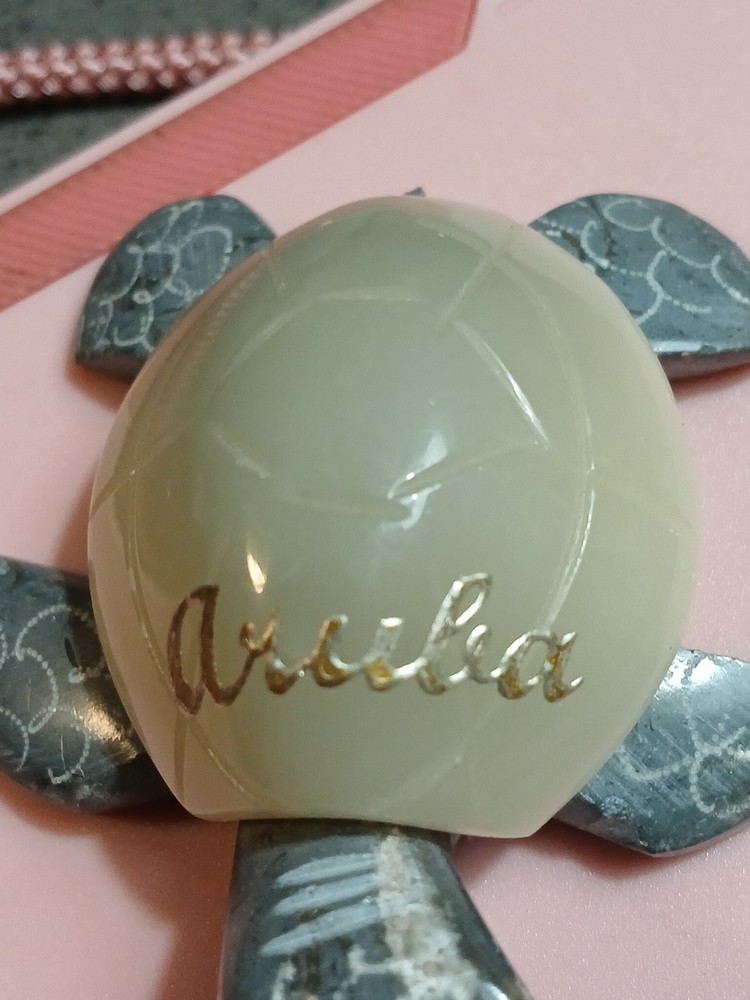TURTLE Figurine Carved Stone Soapstone Agate 3” Aruba
