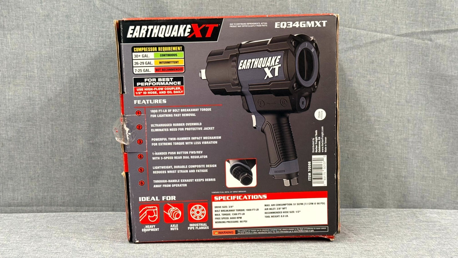 Earthquake XT EQ34GMXT 3/4" Composite Air Impact Wrench - NEW Free Shipping