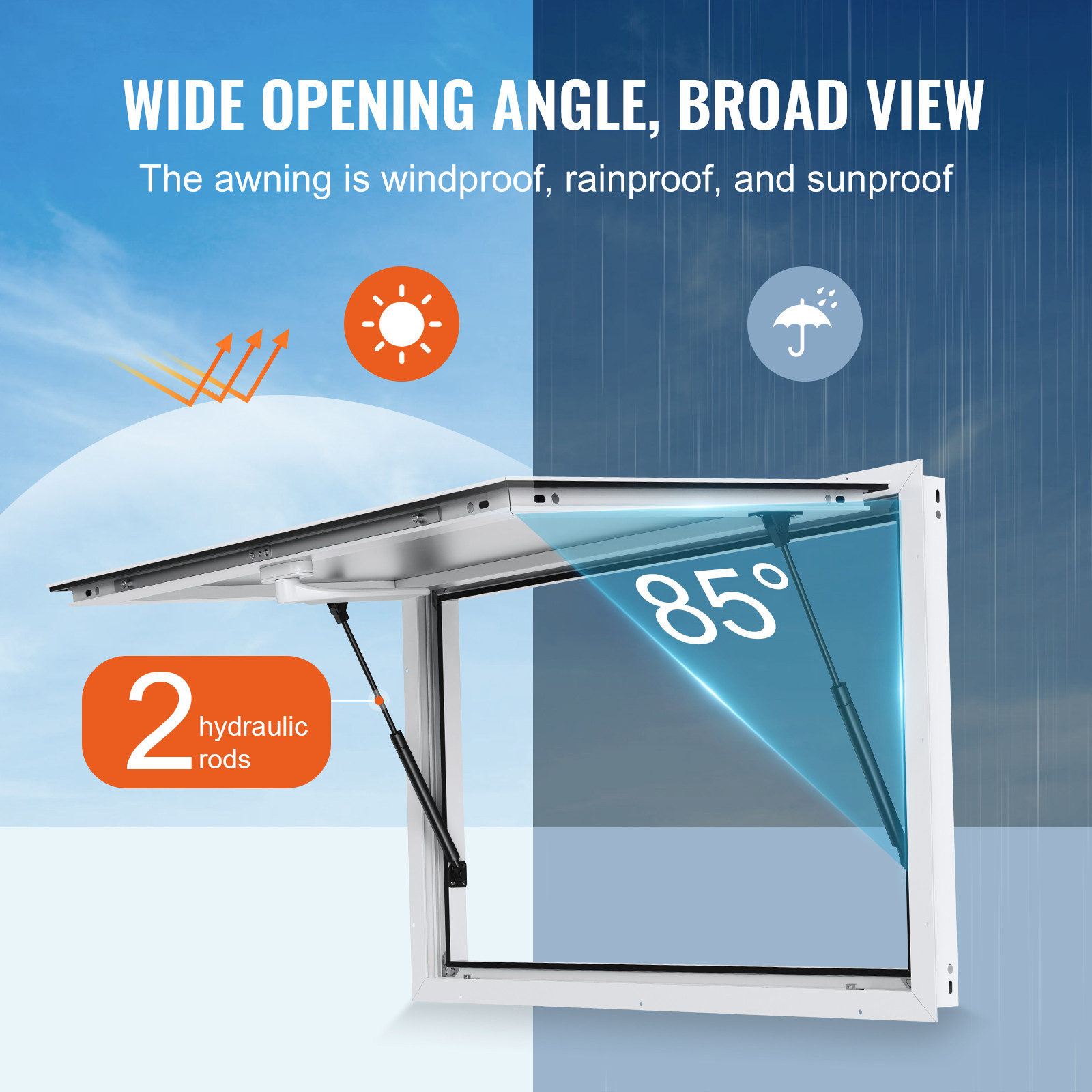 VEVOR 36"L x 24"W Concession Stand Serving Window Food Truck Service Awning