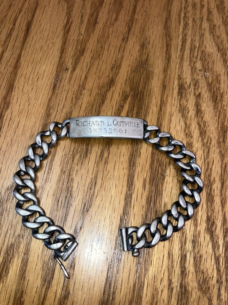 World War II Military ID Bracelet WWII Vintage Sterling Silver Antique Vintage