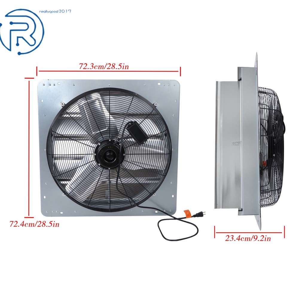 24" Wall Mounted Exhaust Fan Automatic Shutter Variable Speed Vent Fan For Attic