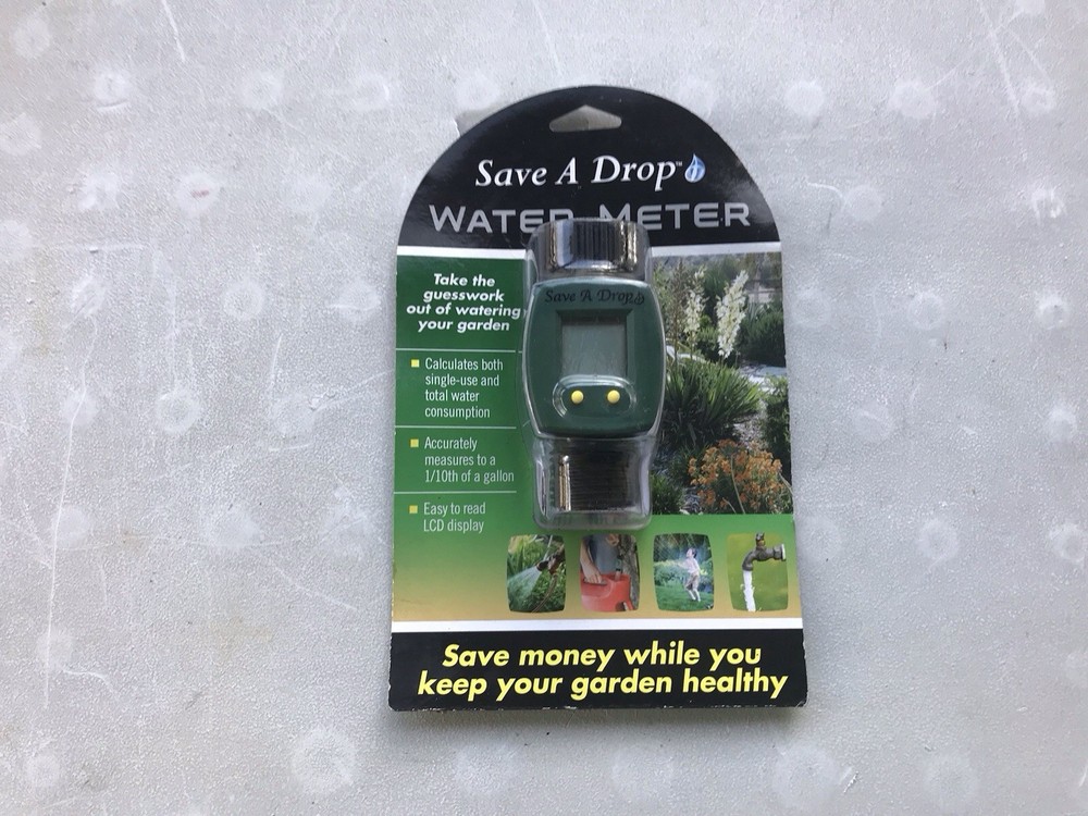 SAVE A DROP Water Meter Measures Gallon Usage.