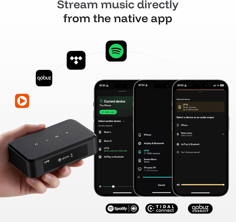 LP10 Wireless Music Receiver Wifi & Bluetooth Audio Streamer, Airplay 2,Google C