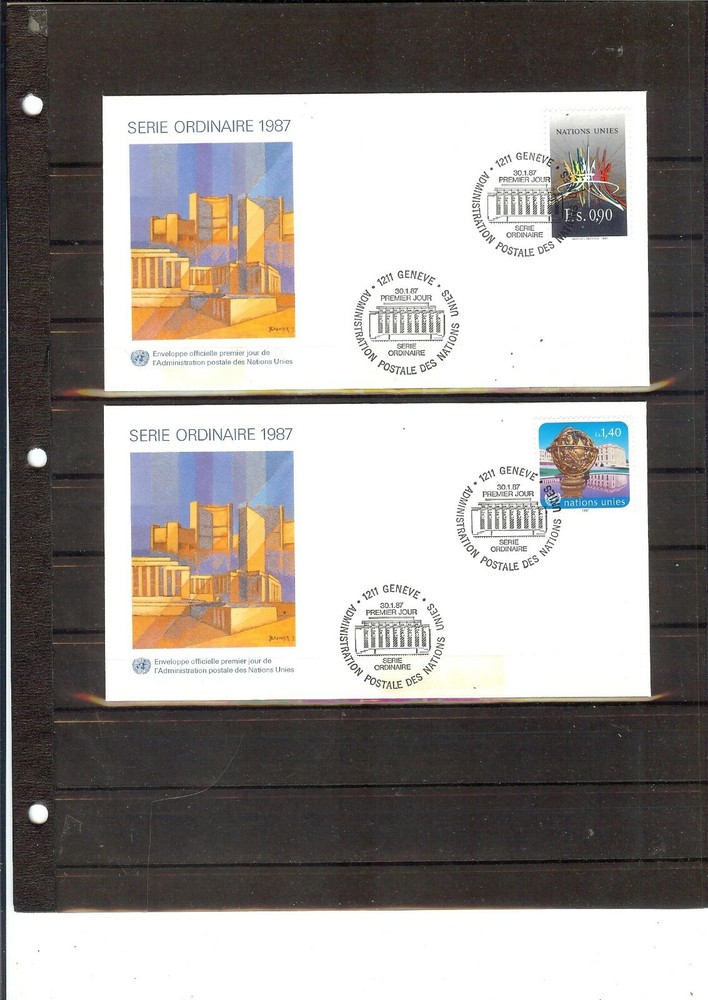 1987 Definitive FDC's (Singles) - Geneva Office - UNPA Cachet(262)