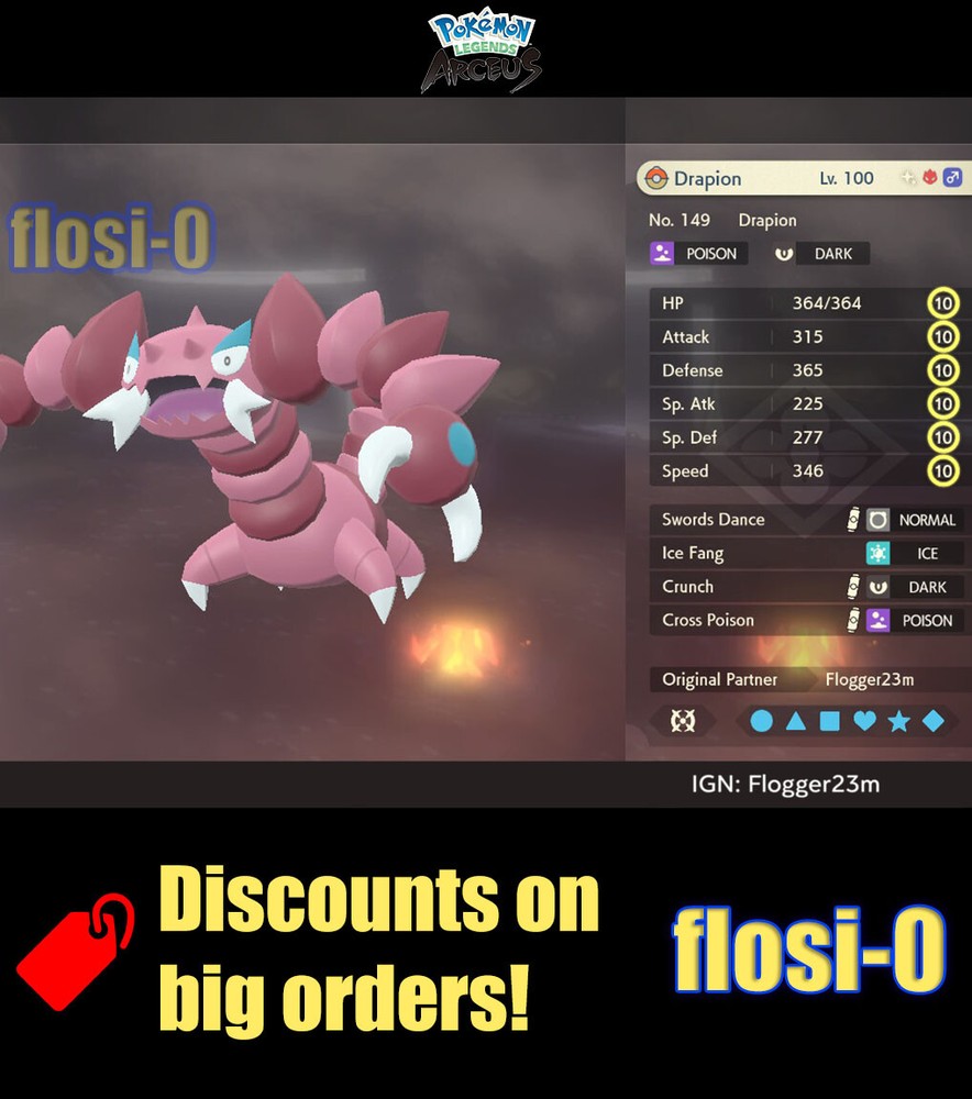 6IV Shiny Alpha Drapion Max Effort Level Pokemon Legends Arceus