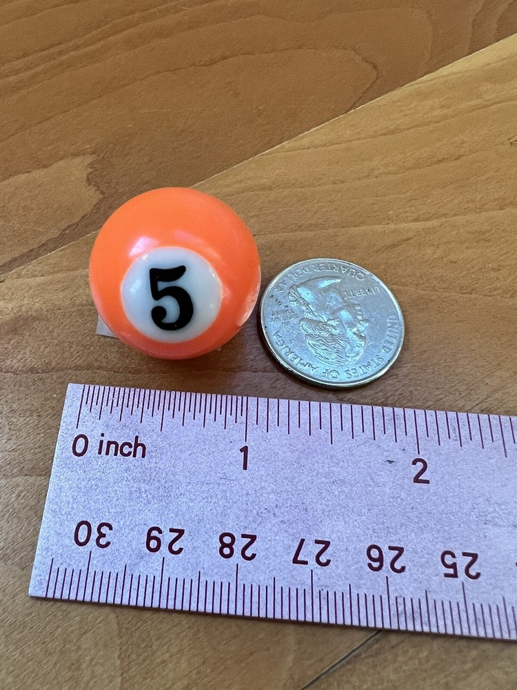 Replacement Mini Billiard Pool Ball Approx 1" Ball Number #5 Solid Orange