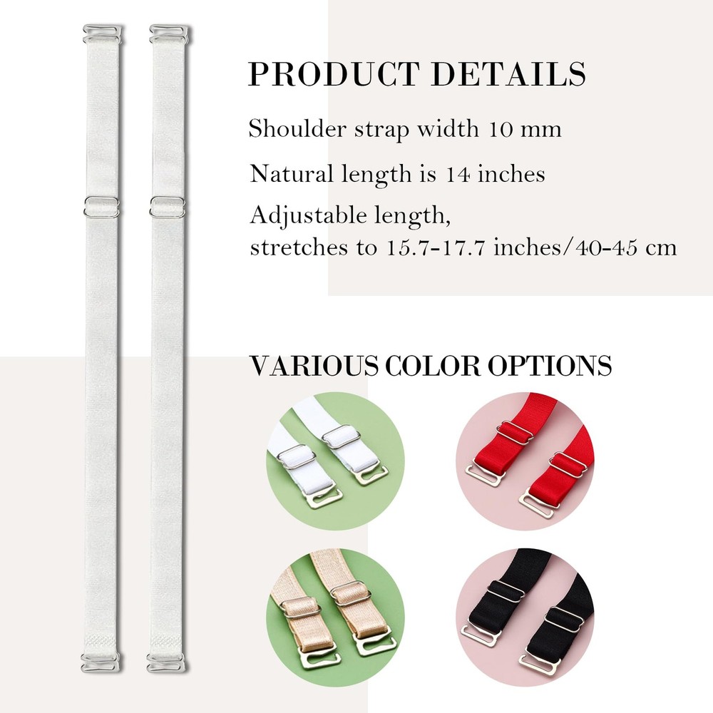 BOROLA Elastic Adjustable Removable 10mm Width, Apricot+black+white+red
