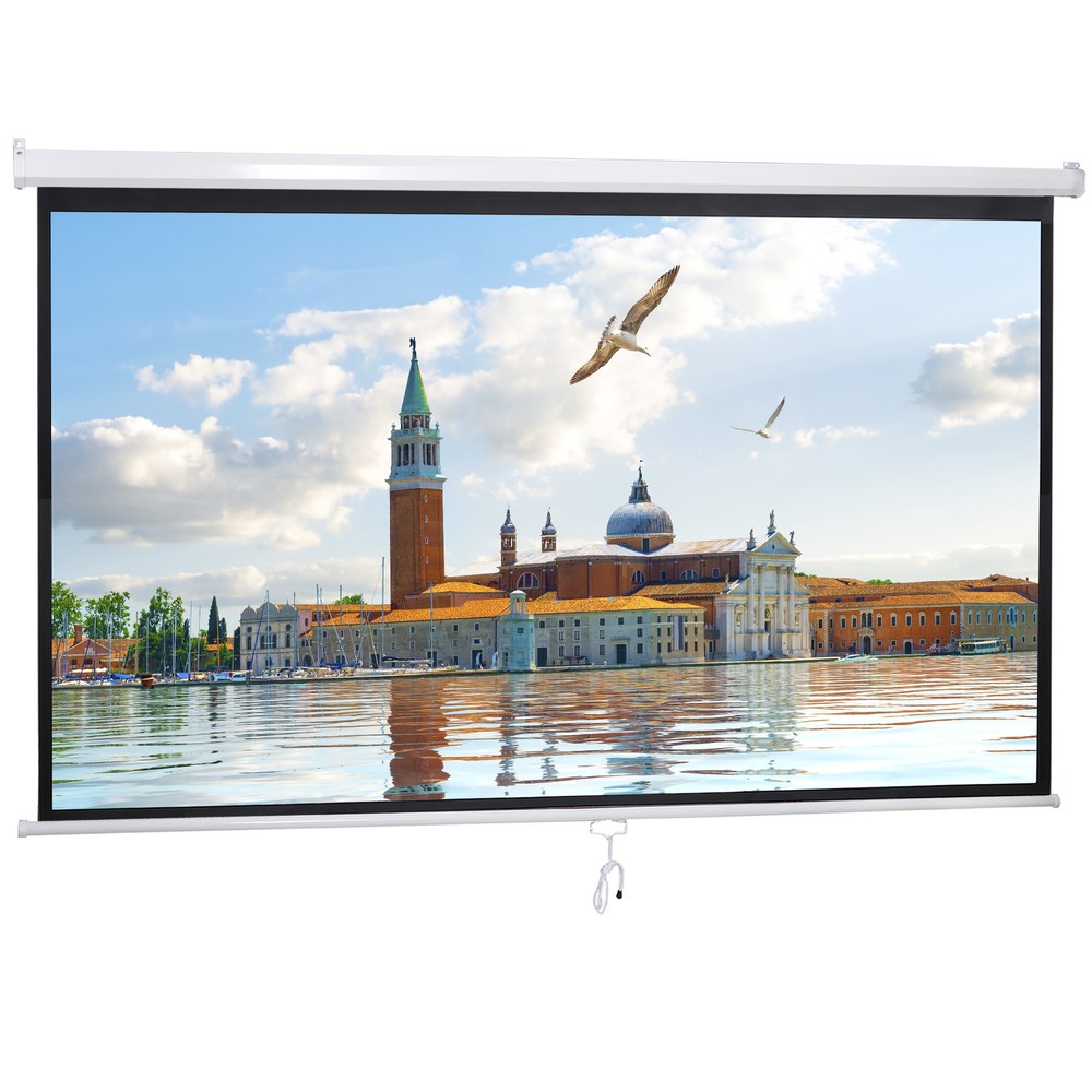 16:9 Manual Projector Projection Screen Theater Movie 100" Home Screen Pull-Down