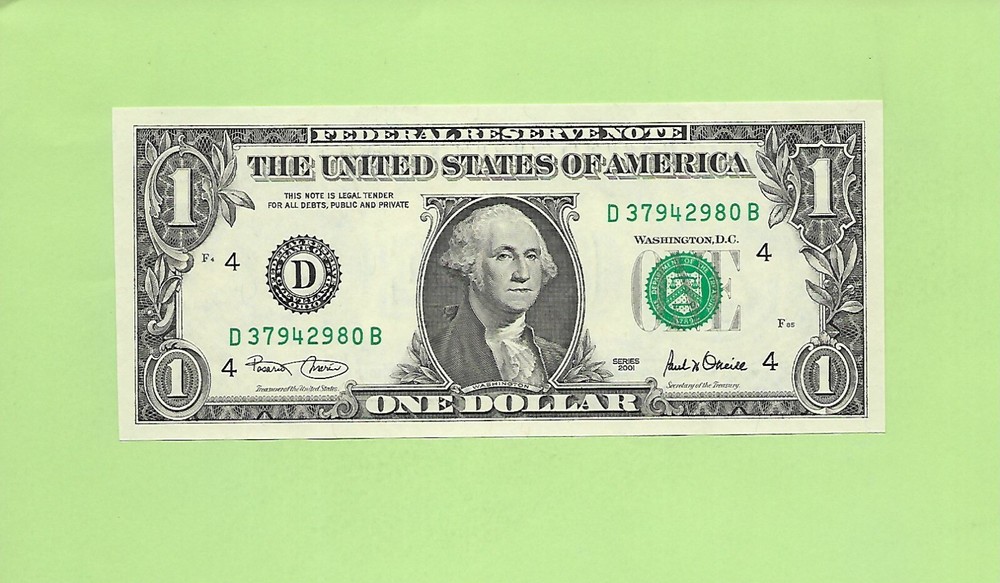 2001 ..UNCIRC $1  D 3794 2980 B .... 2001  $1  D-B       NICE NOTE    FRN