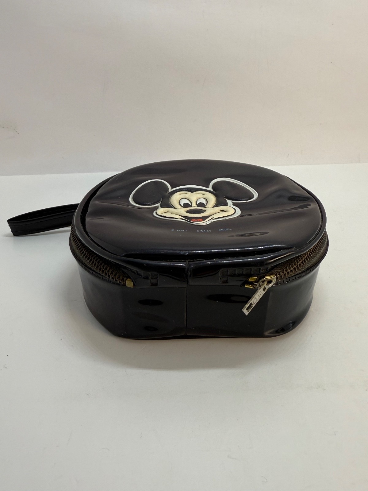 Vintage MICKEY MOUSE Small Black VINYL PURSE WALT DISNEY Hong Kong *Free Ship*