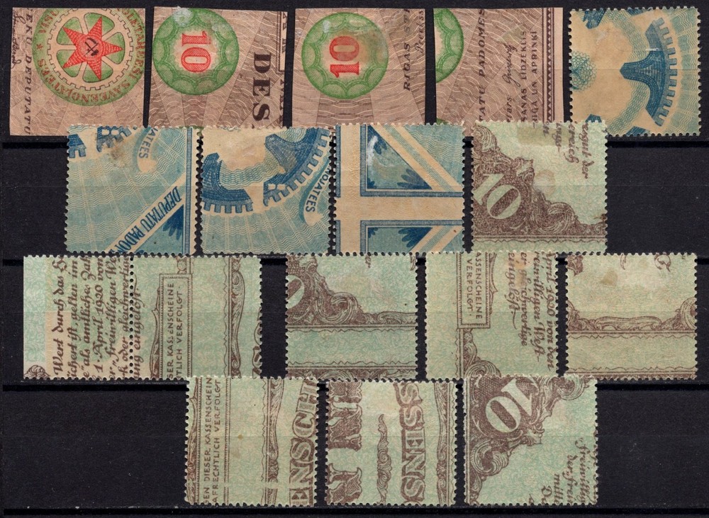 Latvia 1920/1 Red Cross issues complete sets banknotes backside unchecked seldom