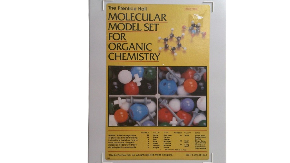Vintage Molymod Prentice Hall Molecular Model Set Organic Chemistry Kit Student