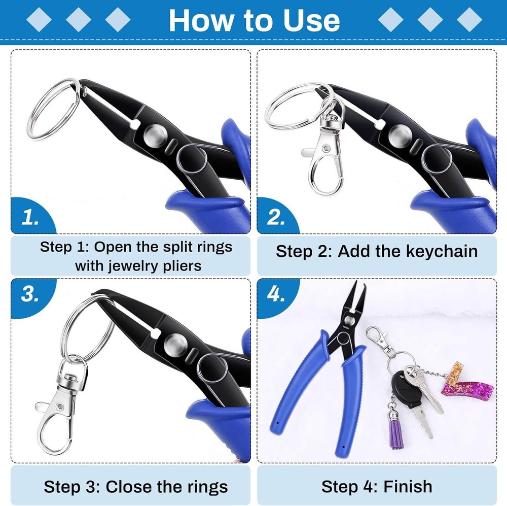 Split Ring Pliers For Jewelry Making Split Ring Opener Tool Keychain Pliers