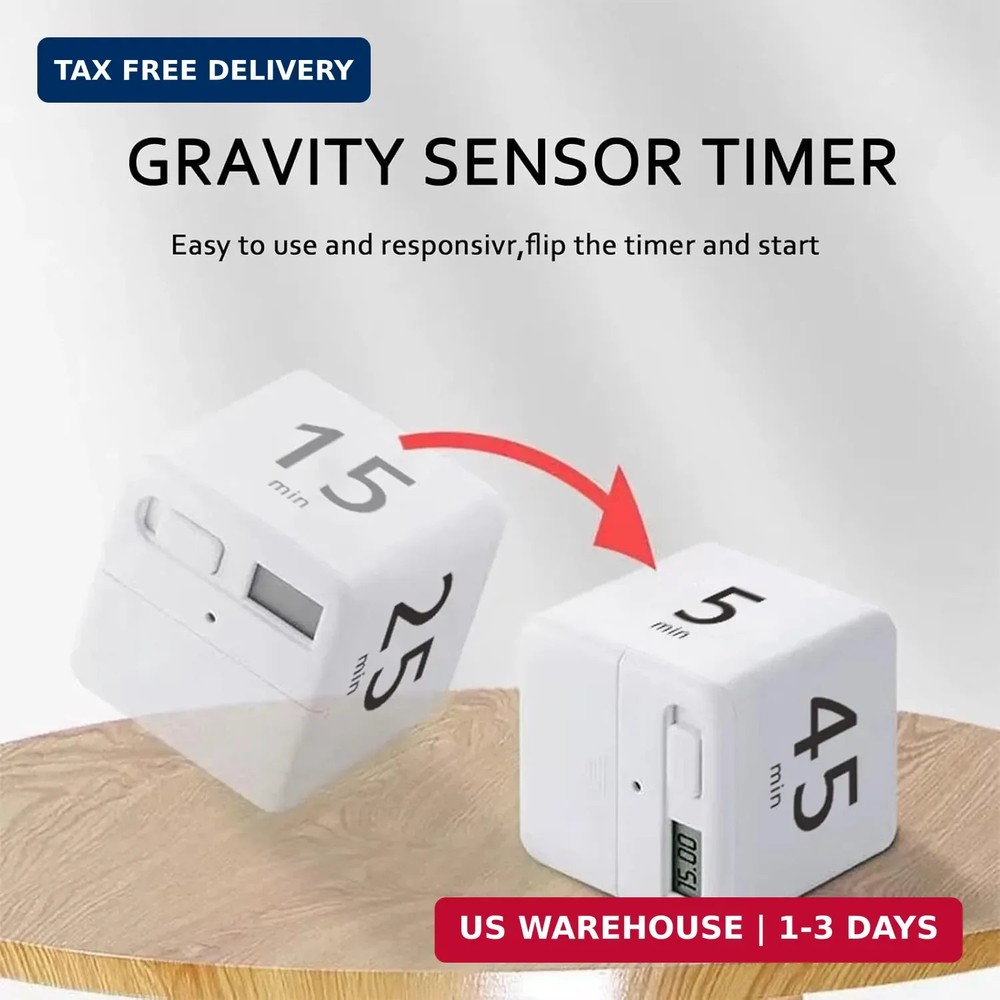 Rotating Pomodoro Timer, 5/25/15/45 Mins Preset, Desk Cube Countdown Flip Produc