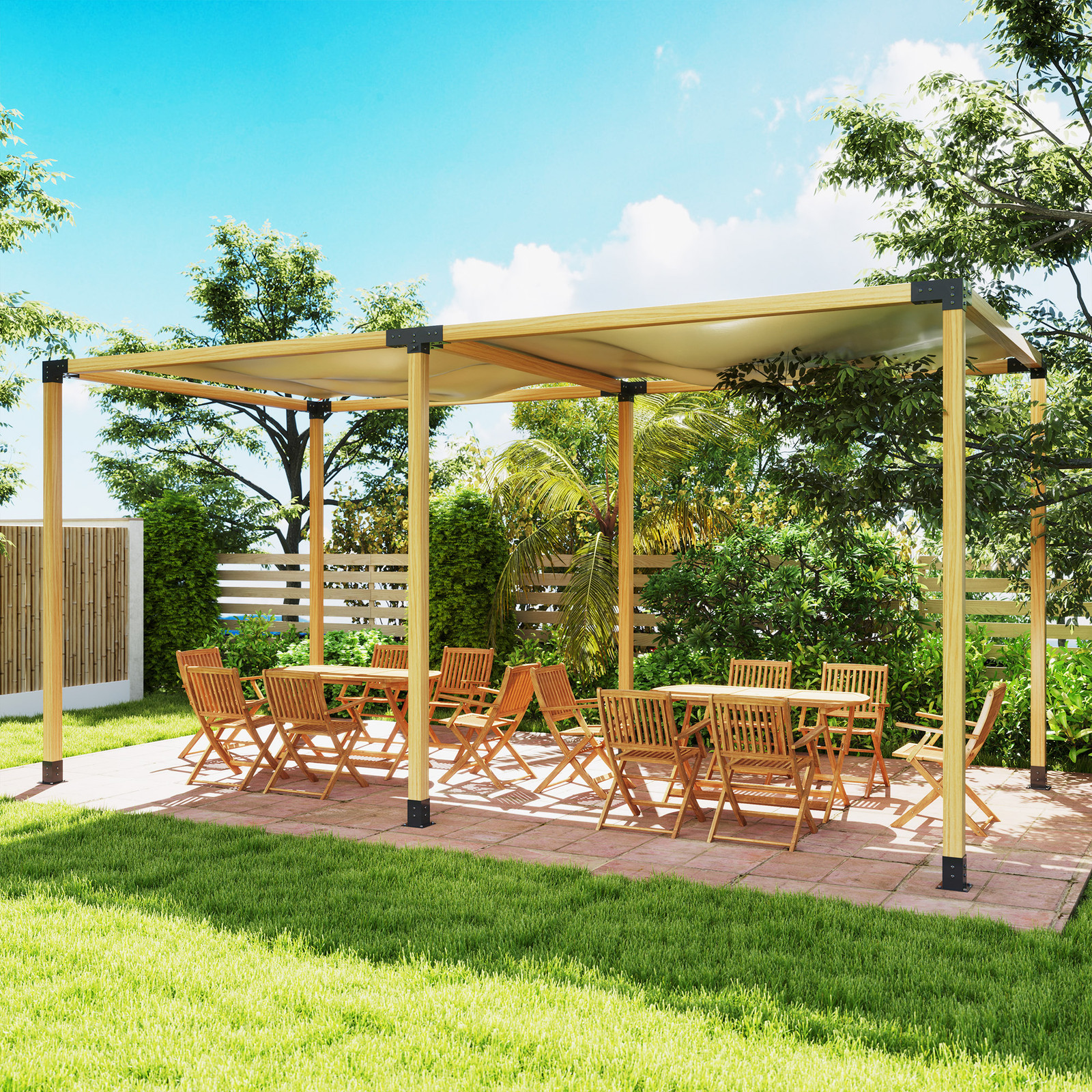 Outsunny 12PCS Pergola Kit Brackets for 4"x4" (Actual 3.6"x3.6") Lumber