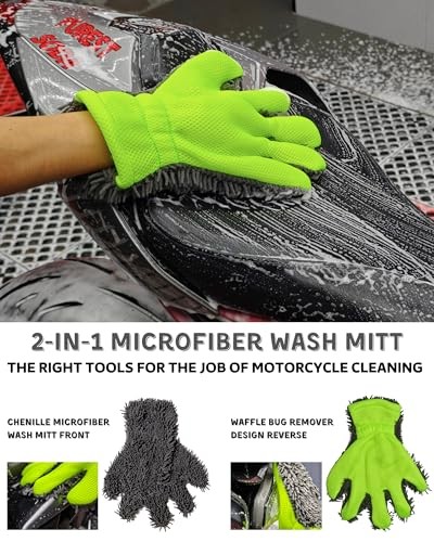 8 Pack Motorcycle Cleaning Kit - Professional Safe for Chrome/Engine/Tires,