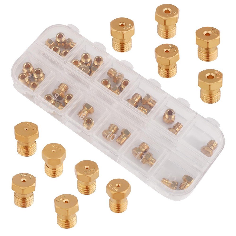 36pcs Range Stove Oven Orifice Conversion Kit, Brass Propane Jet M, gold