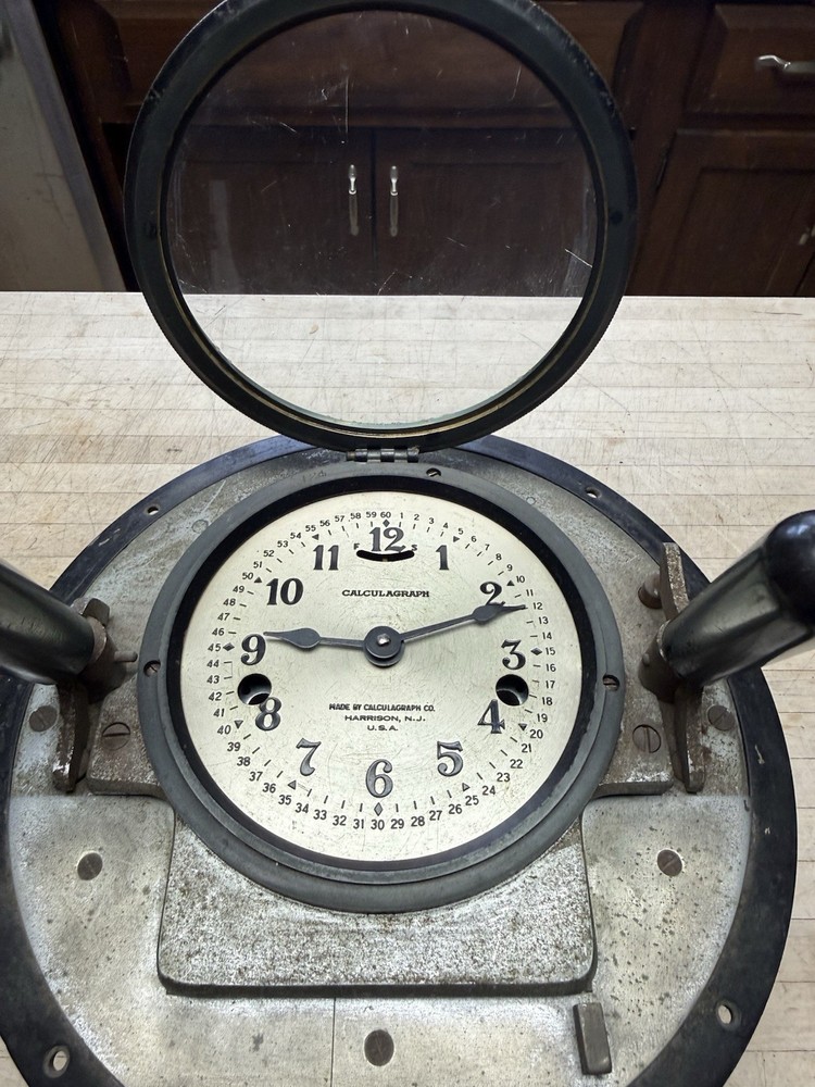 Vintage Antique Cast Iron Calculagraph Clock Timer Key Wind Untested