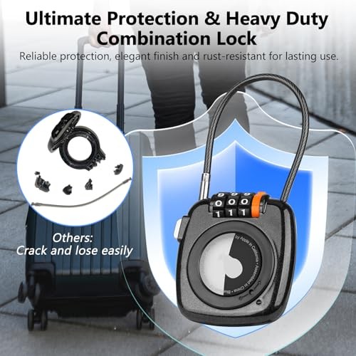 Compatible with Apple AirTag Secure Lock with Wire Cable, 3-Digit Black