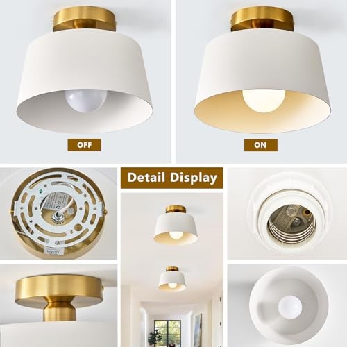 Modern Semi Flush Mount Ceiling Light 3 Pack,Metal Ceiling 10in 3 Pack White