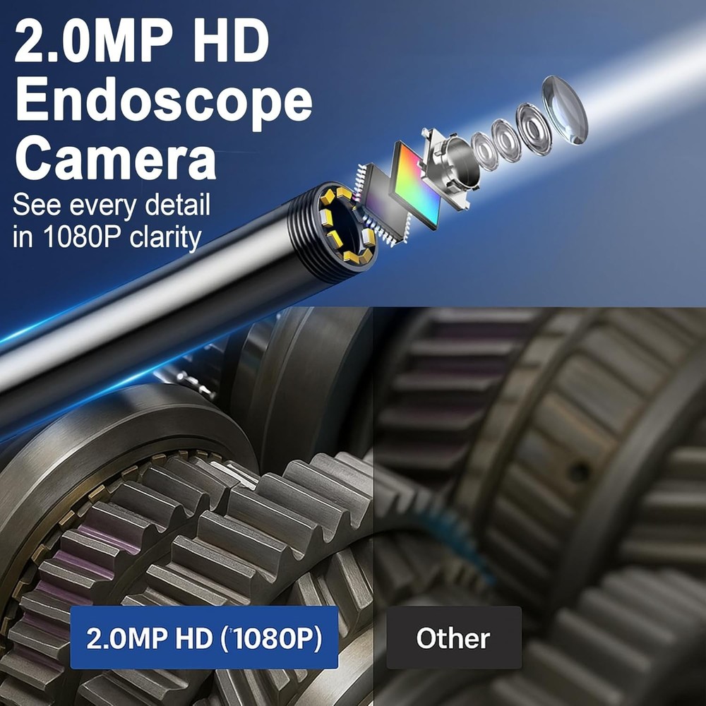 Inspection Endoscope Camera with Light, 1080P HD Borescope Camera with Light,...