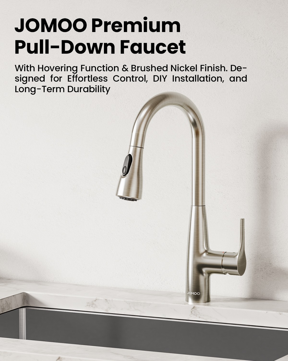 JOMOO Brushed Nickel/Chrome Kitchen Faucet, Pull Down Sprayer,Bar/RV