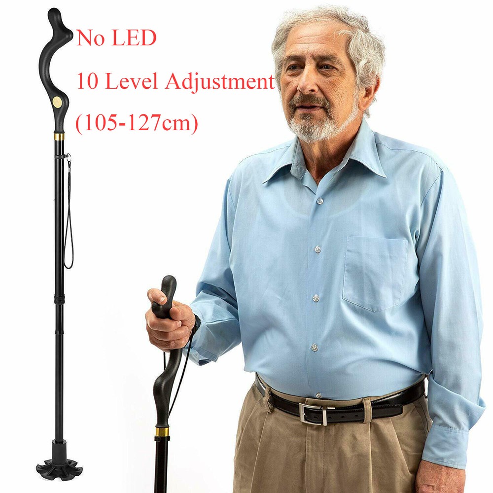 Adjustable Height Posture Walking Cane: 10 Levels, Foldable, Ideal for Seniors