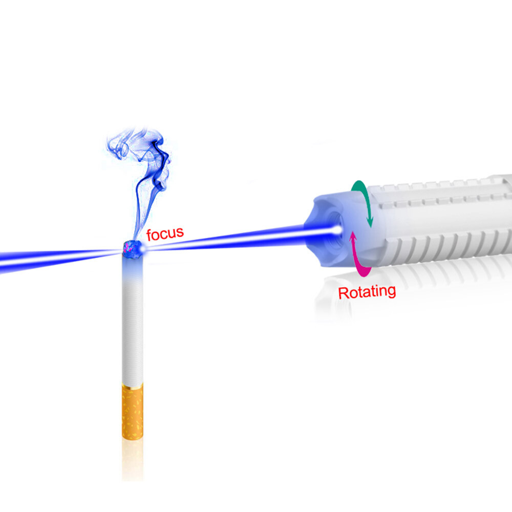 Adjustable Focus Blue Laser Pointer Visible Beam With Batteries & Charger