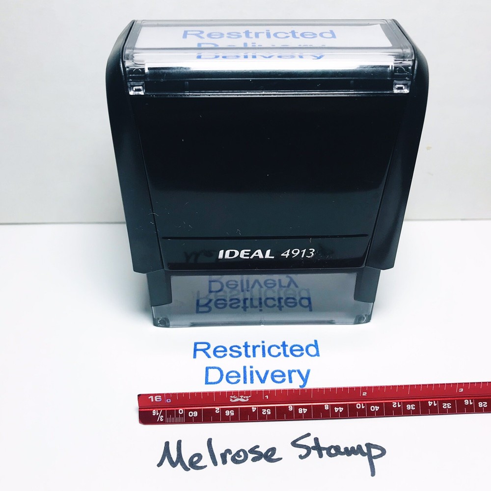 Restricted Delivery Rubber Stamp Blue Ink Ideal 4913