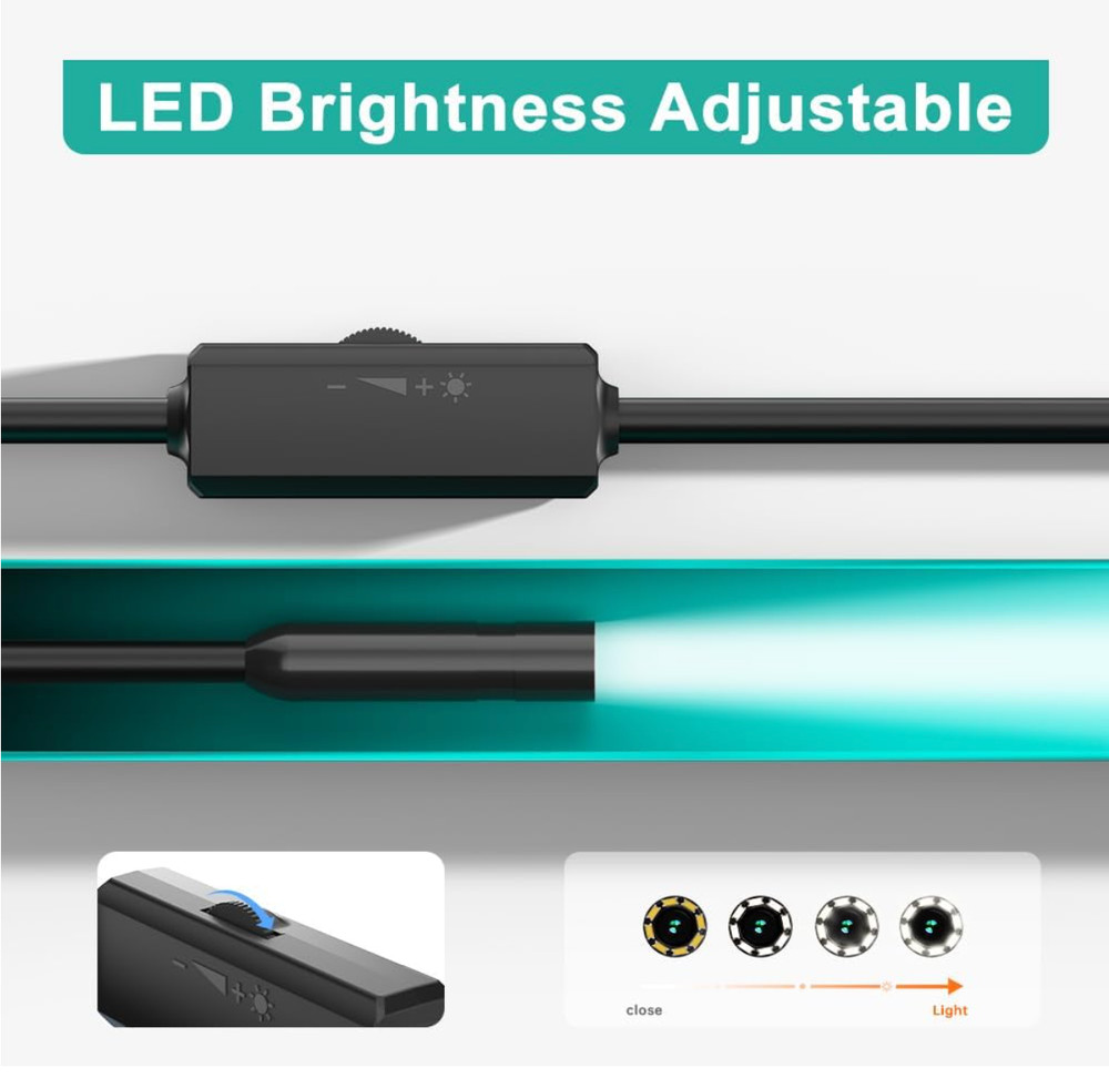 Endoscope Camera with Light, 1080P HD Borescope Camera with 8 LED Lights 16.5ft