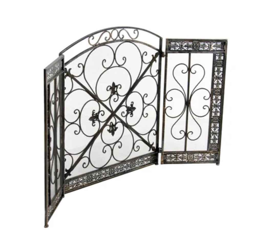 3 Panel Fireplace Screen Iron