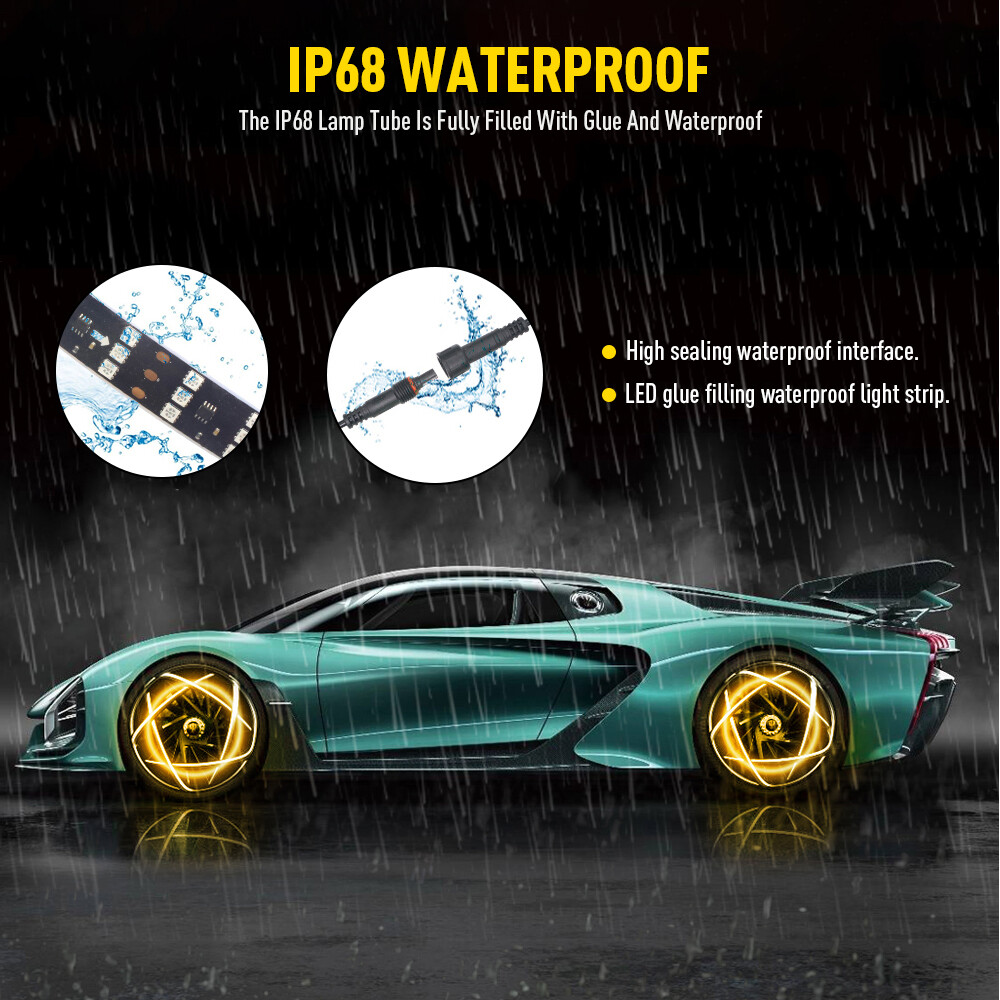 4x 17.5" Brightest QUAD ROW Multi-color RGB LED Car Truck Wheel Rings Rim Lights