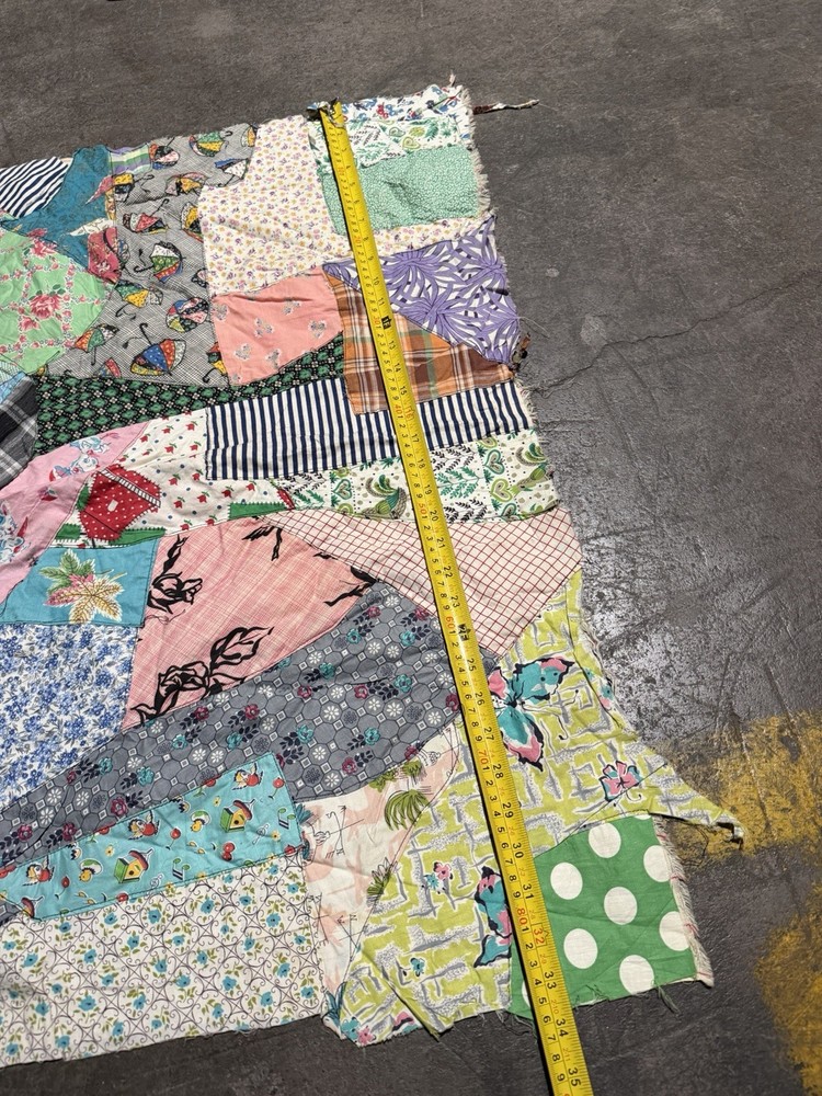 Vintage Handmade Crazy Quilt Patchwork Scrap 81x34