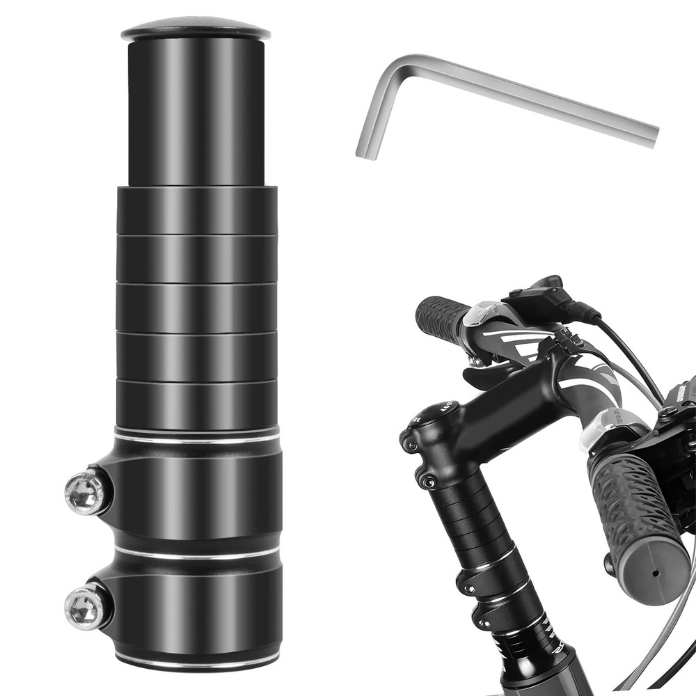 Bike Stem Riser Adjustable Bicycle Handlebar Extender Increases Bar black 5.3"