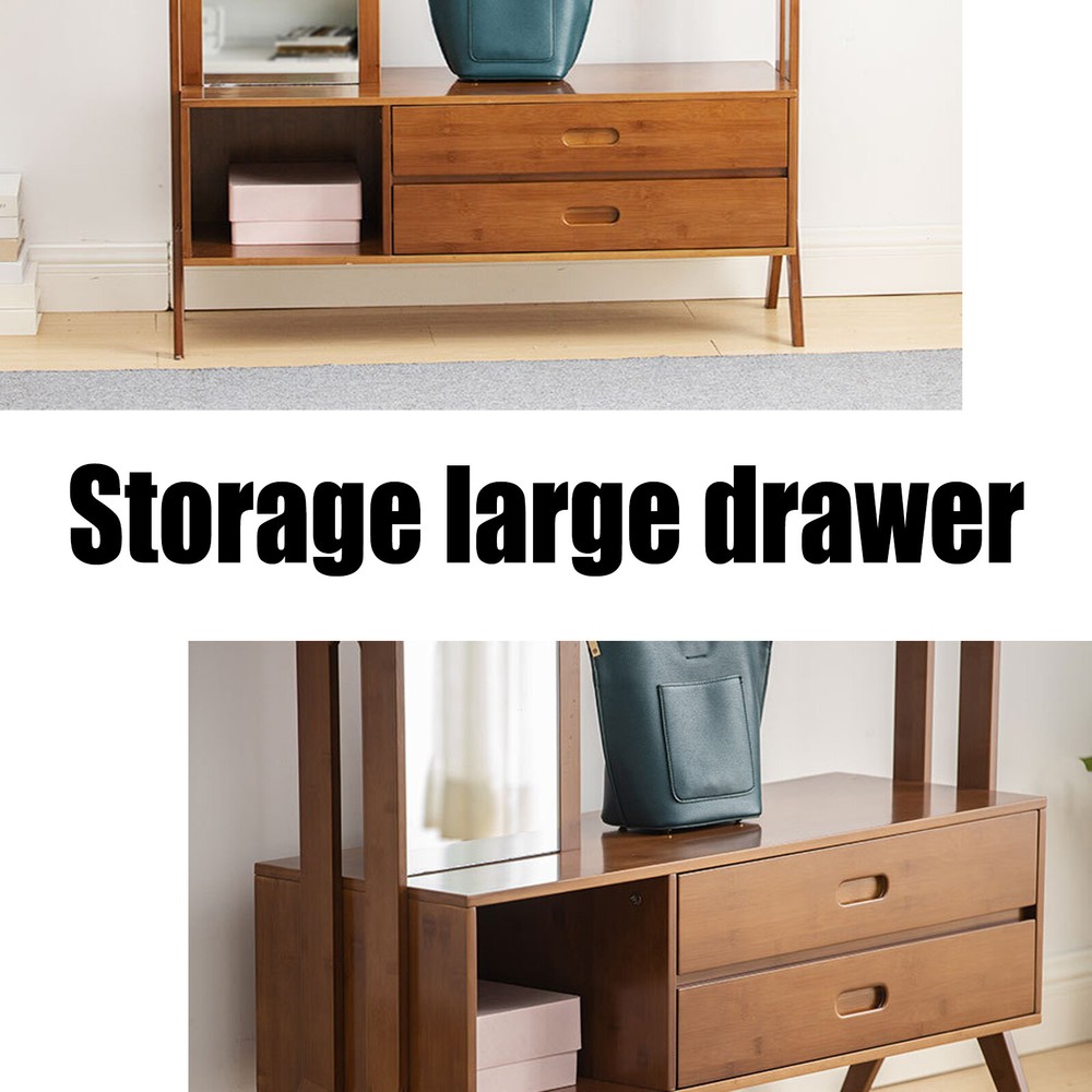 Bamboo Multi-function Hall Tree for Entryway Rack Shoe Storage Hanger Bench Set