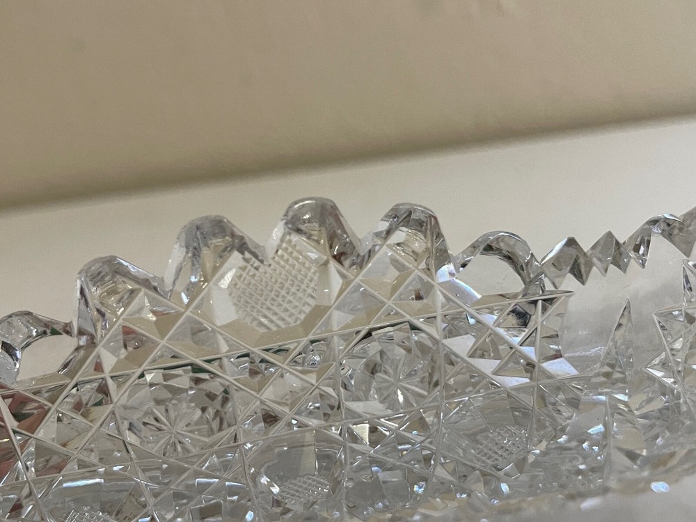 Antique ABP Oval Shape Cut Glass Tray