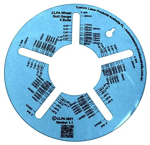 Five Stud Wheel Bolt Pattern Measuring Tool - an Easy Read Clear Plastic 5 Stud