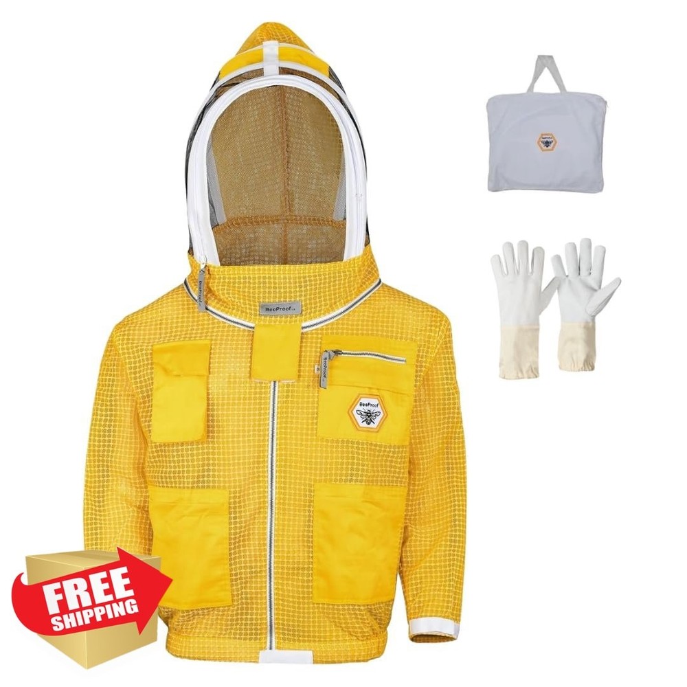 Bee Proof Beekeeping Jacket Veil, 3-Layer Ventilated, Size M