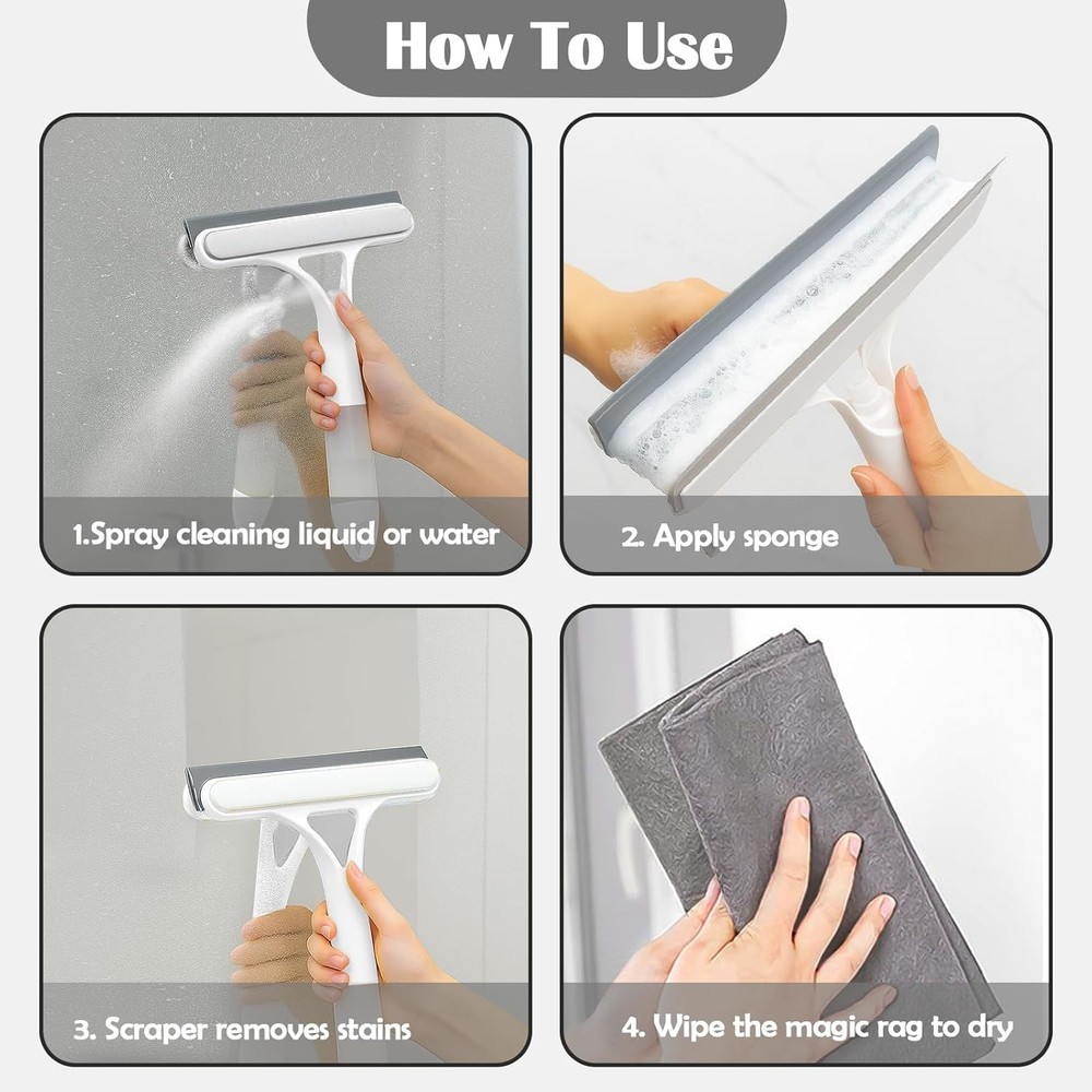 Revolutionary Window Cleaning Kit: Squeegee & Magic Cloth for Any Surface