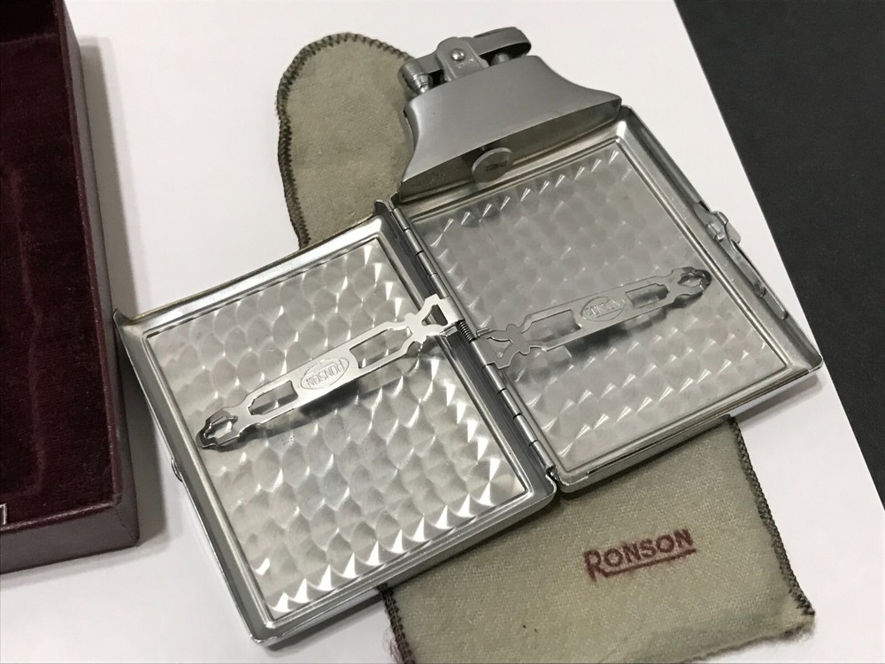 Vintage Ronson Mastercase Lighter Cigarette Case Combo - Inscribed