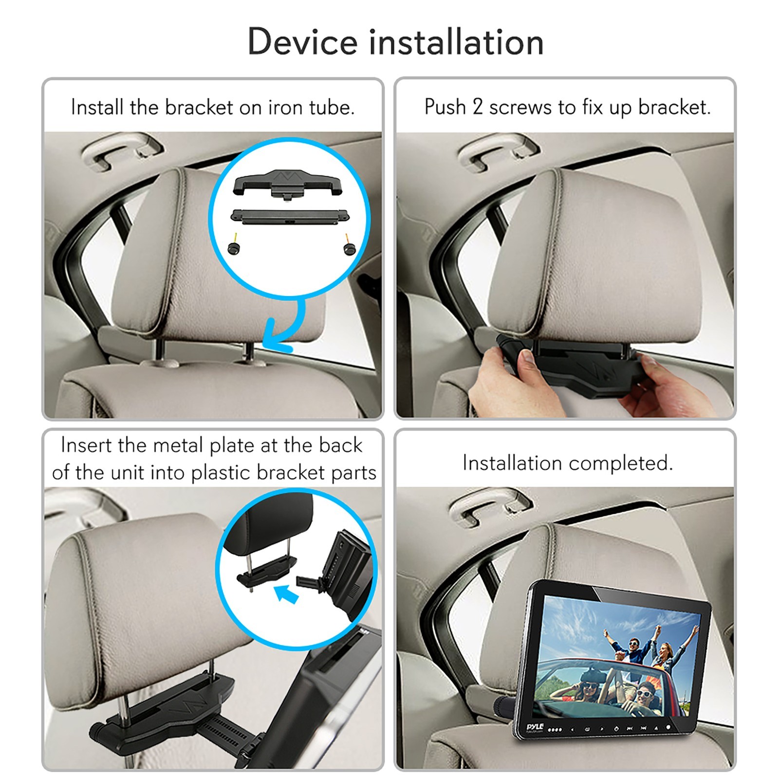 Pyle Universal Dual Vehicle Headrest Monitor - 10.5” Multimedia CD