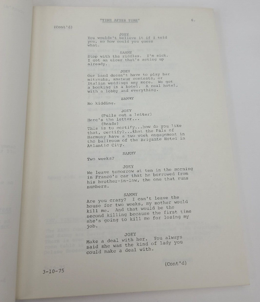 TIME AFTER TIME / Jack Rose 1975 Unproduced Screenplay Movie Script