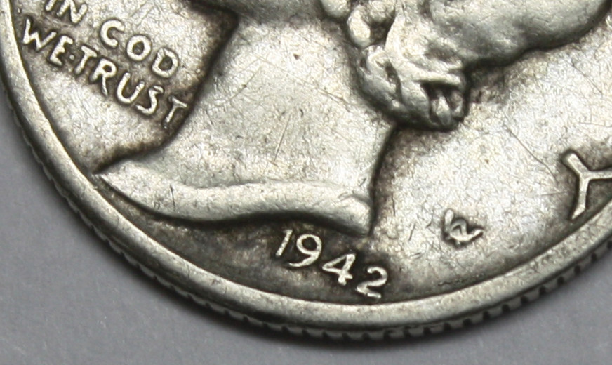 1942-d Mercury Head Dime. Error Double Date. (Inventory A)