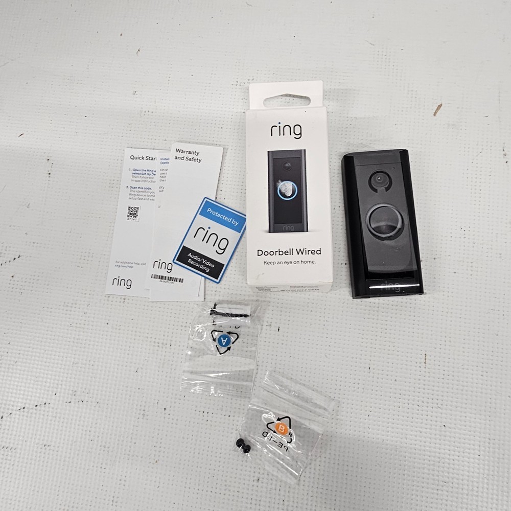 Ring Video Doorbell Wired Black Two-Way Talk (open box missing tool)